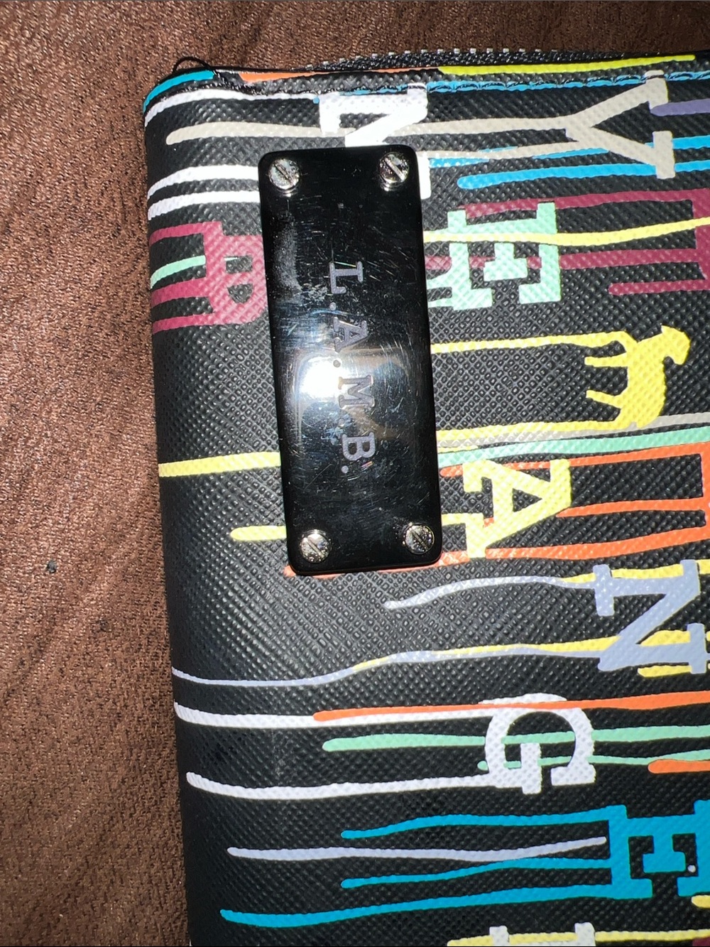 L.A.M.B. Black Multicolor Drip-Print Zip Wallet - Picture 6 of 7